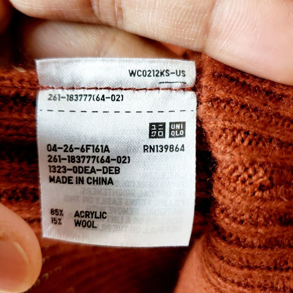 Button Closure Rust Textured Wool Blend Cardigan … - image 8